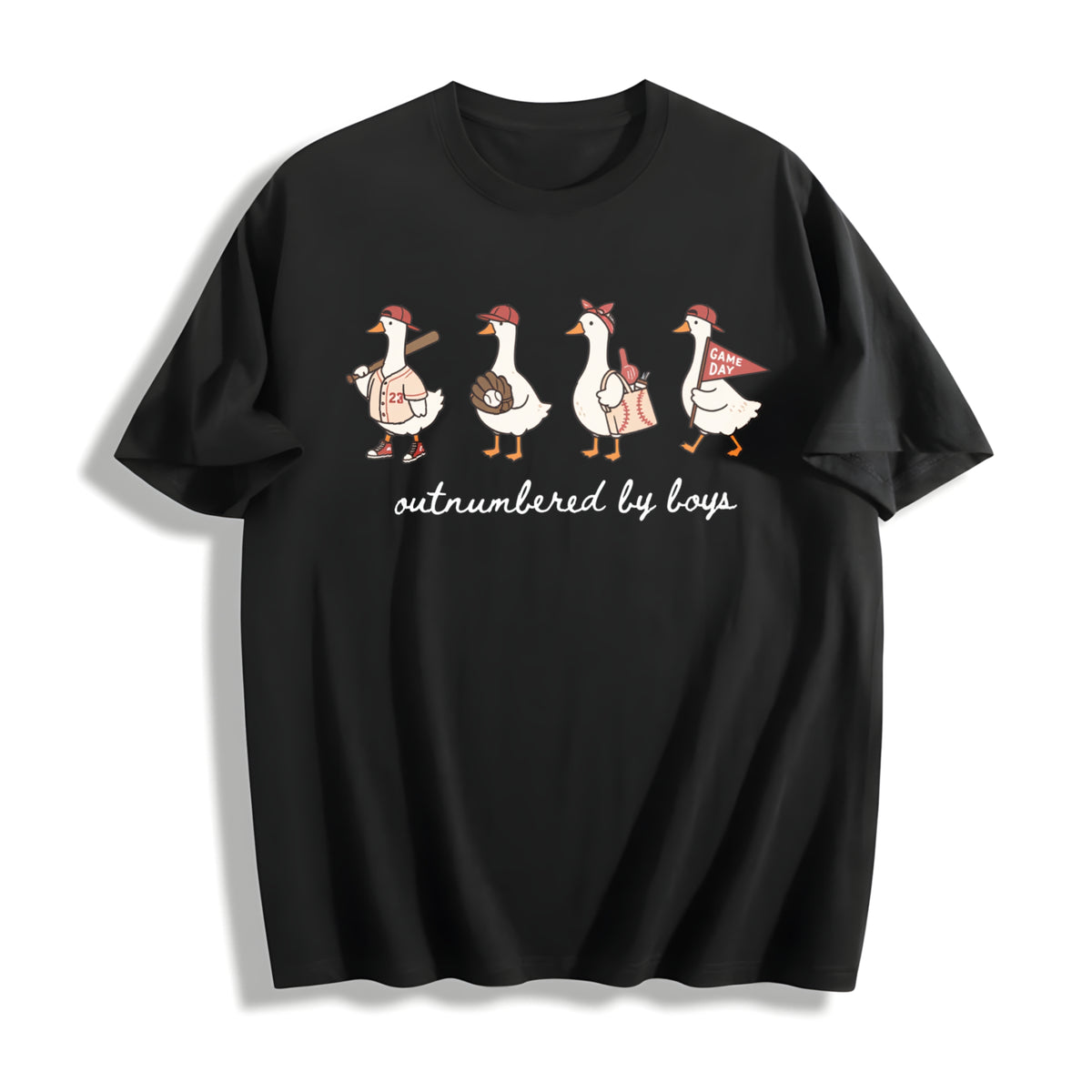 Outnumbered by Boys Cotton T-Shirt in Black