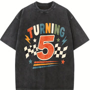 Turning Age Birthday Vintage Washed T-Shirt in Black