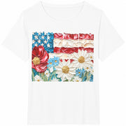 Floral 4th of July Cotton T-Shirt in White