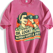Nobody Cares Sarcastic Retro Vintage Washed T-Shirt in Red