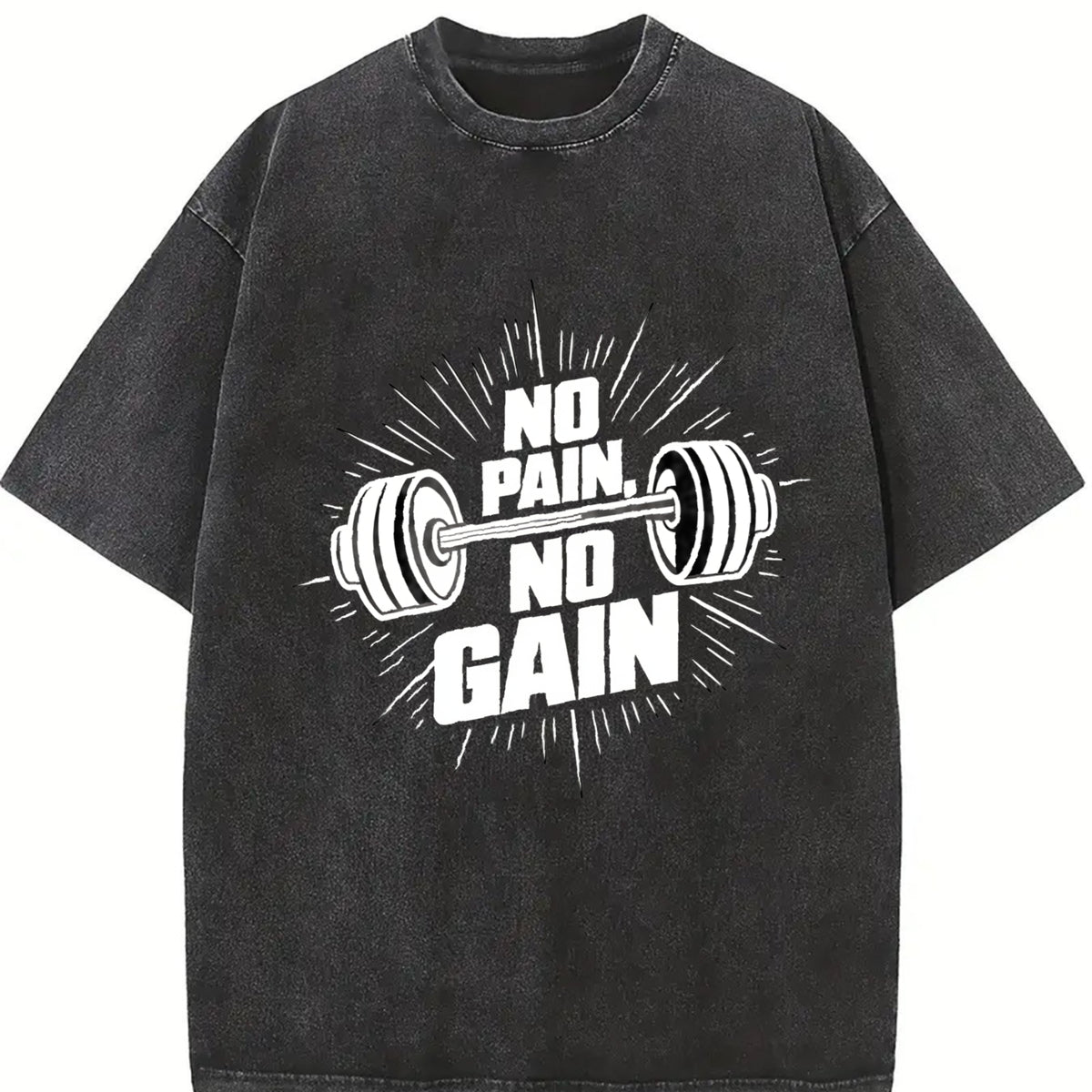 No Pain No Gain Vintage Washed T-Shirt in Black