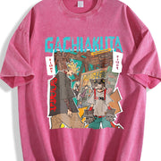 Zanka Nijik Gachiakuta Anime Hip Hop 16Vintage vintage washed oversized T-shirt in Red
