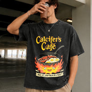 Calcifer's Cafe Howl's Moving Castle Vintage Washed T-Shirt in Black