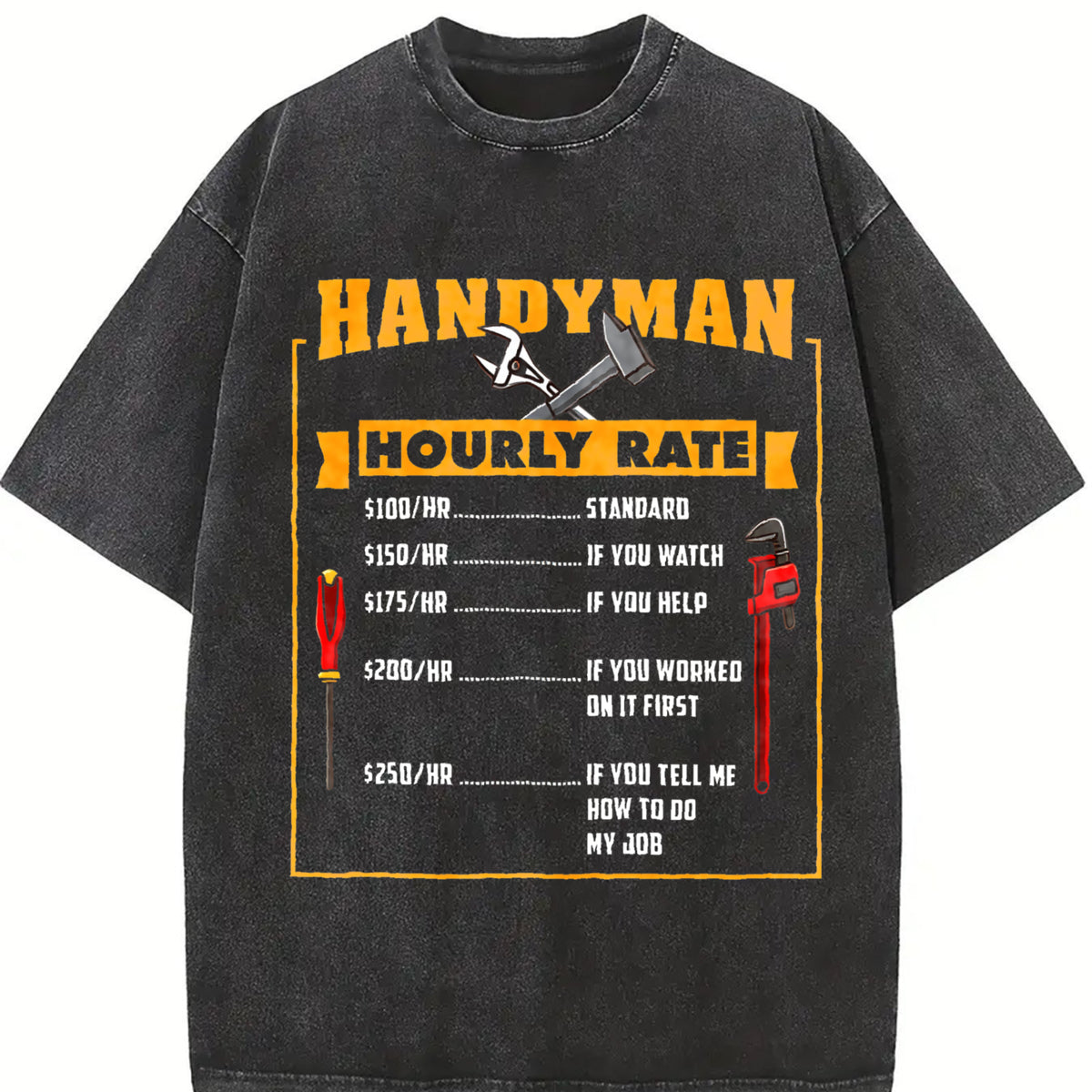 Handyman Hourly Rate vintage washed oversized T-shirt in Black