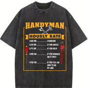 Handyman Hourly Rate vintage washed oversized T-shirt in Black