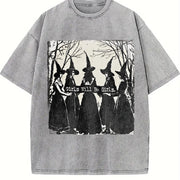 Girls Will Be Girls Witch Vintage Washed T-Shirt in Gray
