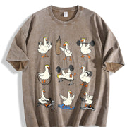Goose Workout Animal Gym for Gym Lovers & Fitness Fans Vintage Washed T-Shirt in Brown