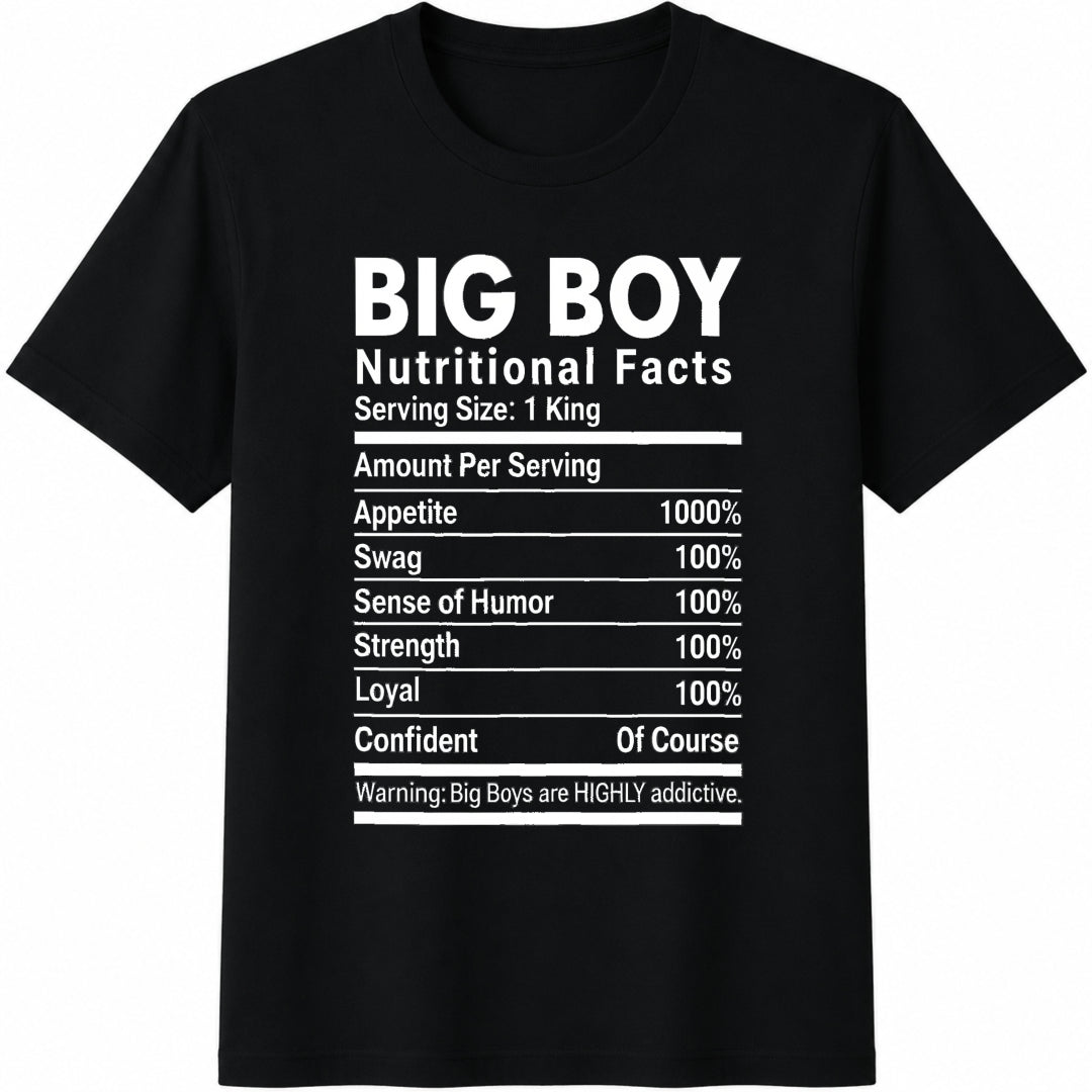 Big Boy Nutritional Facts Cotton T-Shirt in Black