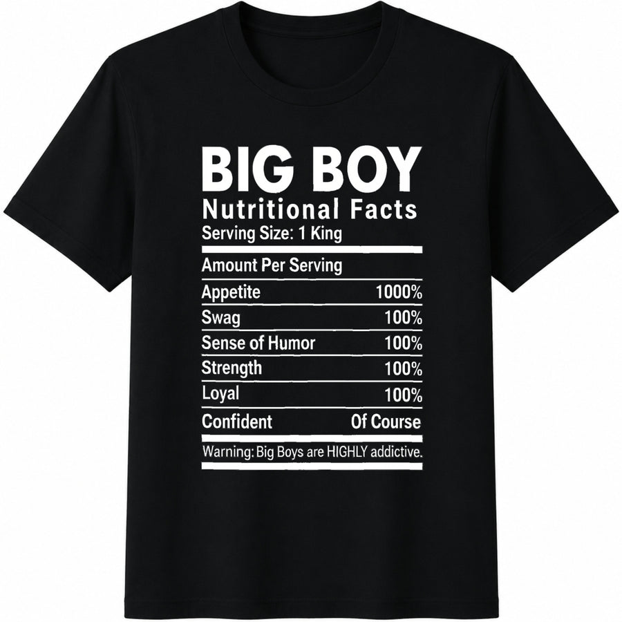 Big Boy Nutritional Facts Cotton T-Shirt in Black