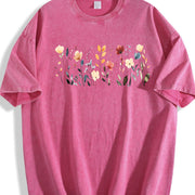 Wildflower Meadow Vintage Washed T-Shirt in Red