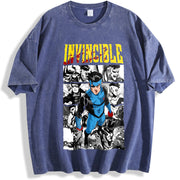 Emperor Grayson Invincible War Comic vintage washed oversized T-shirt in Blue