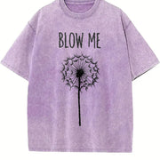 Blow Me Dandelion Vintage Washed T-Shirt in Purple