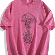 Mushroom and Snake Vintage Washed T-Shirt in Red