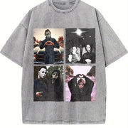 Michael Myers and Ghostface Vintage Washed T-Shirt in Gray