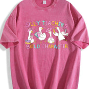 Silly Teacher Goose Vintage Washed T-Shirt in Red