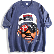 LEBRONNN Classic vintage washed oversized T-shirt in Blue