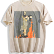 Keep Calm Dark & Beach Vintage Washed T-Shirt in Beige