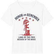 Land of the Free Because of the Brave Cotton T-Shirt in White