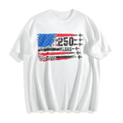 250 Years American Flag (1776-2026) 4th of July 2026 Cotton T-Shirt in White