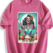 Off My Meds Unhinged Tarot Card vintage washed oversized T-shirt in Red