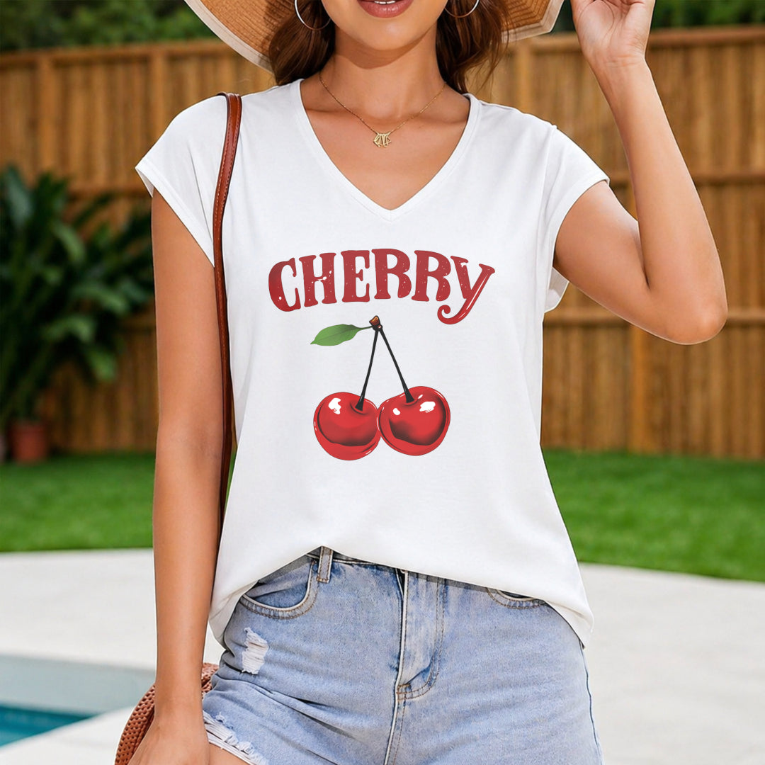 Sexy Cherry Crop Tank Women's Color Cotton Tank Top in White