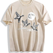 Duck 90s Retro Ducks Nature Moon ® Vintage Washed T-Shirt in Beige