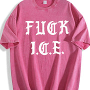 Old English Political Pro Immigration vintage washed oversized T-shirt in Red