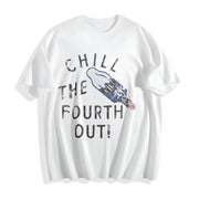 Chill the Fourth Out Fourth of July Popsicle Joke for Guys Cotton T-Shirt in White