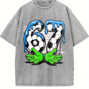 69 Soccer Vintage Washed T-Shirt in Gray