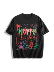 Christmas Coquette Cotton T-Shirt in Black