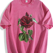 Red Rose Vintage Washed T-Shirt in Red