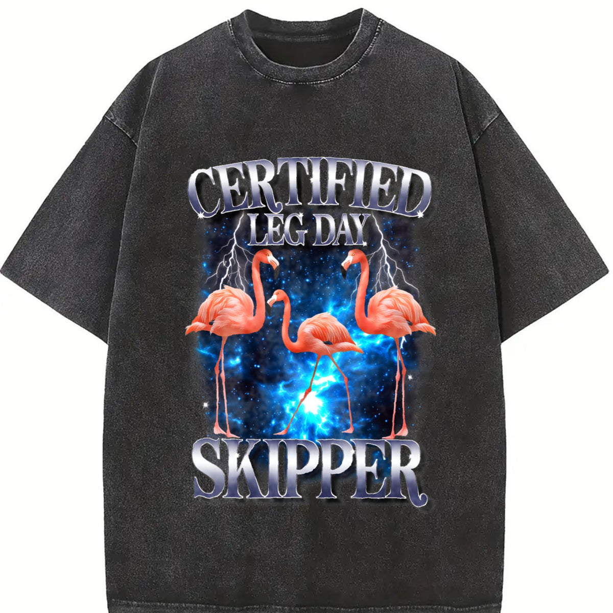 Certified Leg Day Skipper 90s Vintage Washed T-Shirt in Black