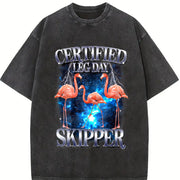 Certified Leg Day Skipper 90s Vintage Washed T-Shirt in Black