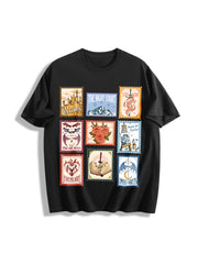 SJM Books Stamp Acotar Tog Crescent City for Bookish Fan Cotton T-Shirt in Black