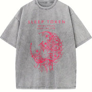 Black Sleep Token Band Vintage Washed T-Shirt in Gray