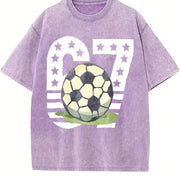 67 Soccer Vintage Washed T-Shirt in Purple