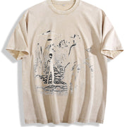 Cowboy Ufo Western ® 90s Vintage Washed T-Shirt in Beige
