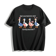 Firequacker Goose 4th of July Cotton T-Shirt in Black