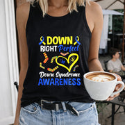 Down Right Perfect Down Syndrome Awareness Women's Color Cotton Tank Top in Black