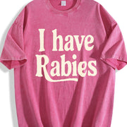 Retro a Rabies Theme Vintage Washed T-Shirt in Red