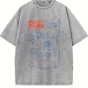 Pasta Pups Dachshund Vintage Washed T-Shirt in Gray