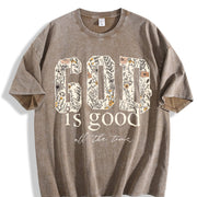 God Is Good Vintage Washed T-Shirt in Brown