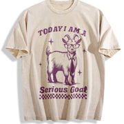 Goat Retro 90s Goat Today I'm Serious Vintage Washed T-Shirt in Beige