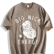 Big Nick Energy Santa Vintage Washed T-Shirt in Brown