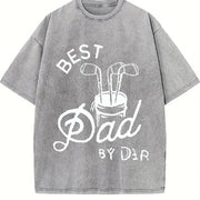 Best Dad By Par Golf Dad Fathers Day Golf For Dad Cool vintage washed oversized T-shirt in Gray