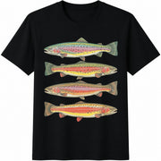 Rainbow Trout Fishing Cotton T-Shirt in Black