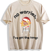 Dad BBQ Dad Who Love to Grill Vintage Washed T-Shirt in Beige