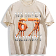 100 Percent Humorous Italian Brainrot Tung Sahur Six vintage washed oversized T-shirt in Beige