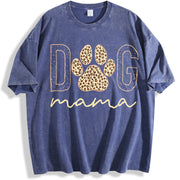Dog Mama vintage washed oversized T-shirt in Blue
