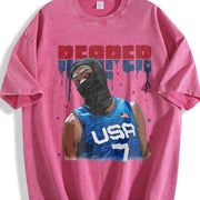 Kevin Durant Slim Reaper KD USA Ski Mask Revenge Team vintage washed oversized T-shirt in Red